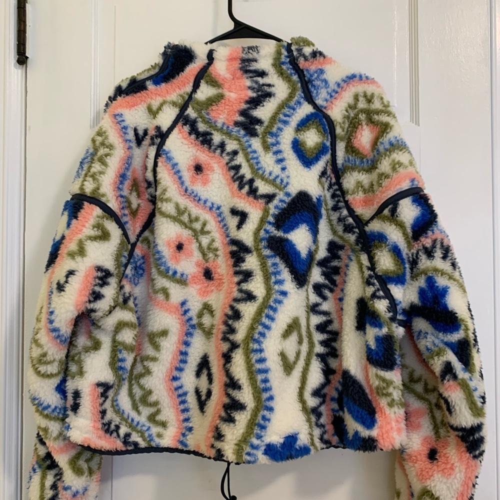 Plush teddybear sherpa half zip pullover Large - Picture 3 of 4